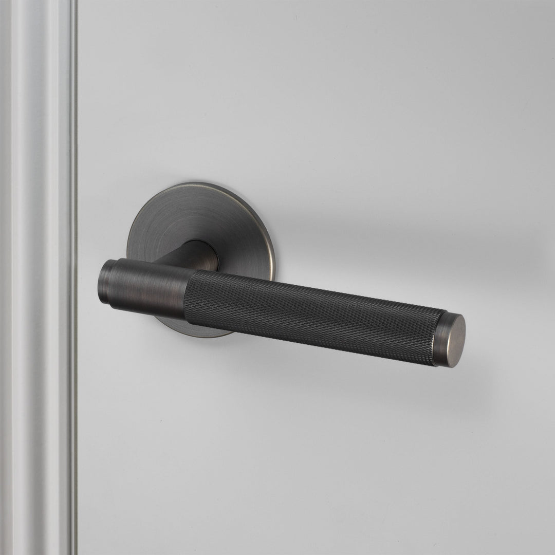Buster + Punch Conventional Door Handle, Cross Design - PASSAGE TYPE Door Hardware Buster + Punch Smoked Bronze