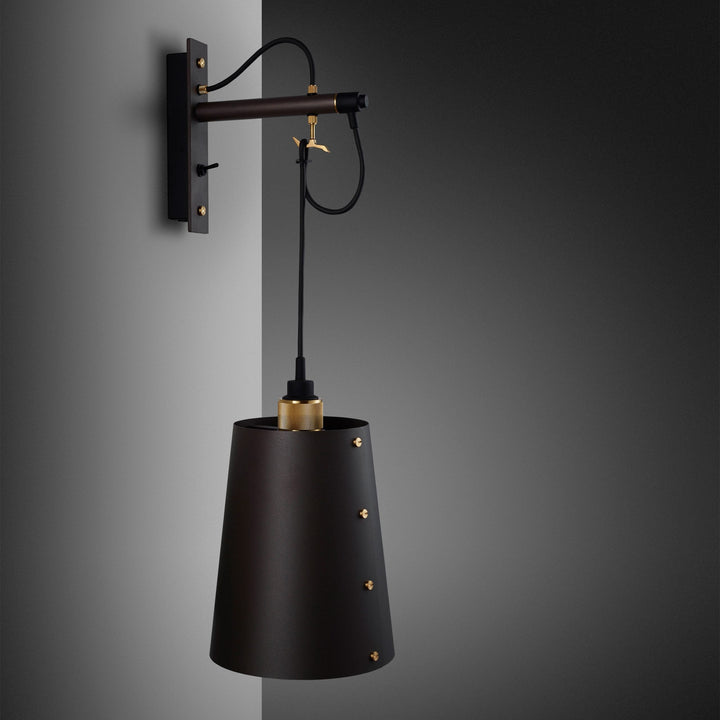 Buster + Punch Hooked Wall Sconce Wall Sconces Buster + Punch Graphite/Brass & Graphite Shade Large