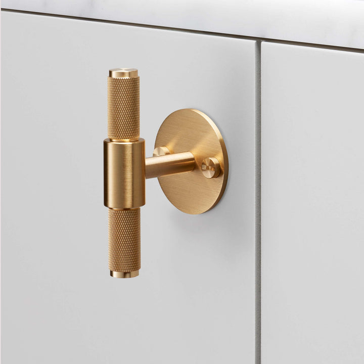 Buster + Punch Cross Design T-Bar with backplate Cabinet Hardware Buster + Punch Brass