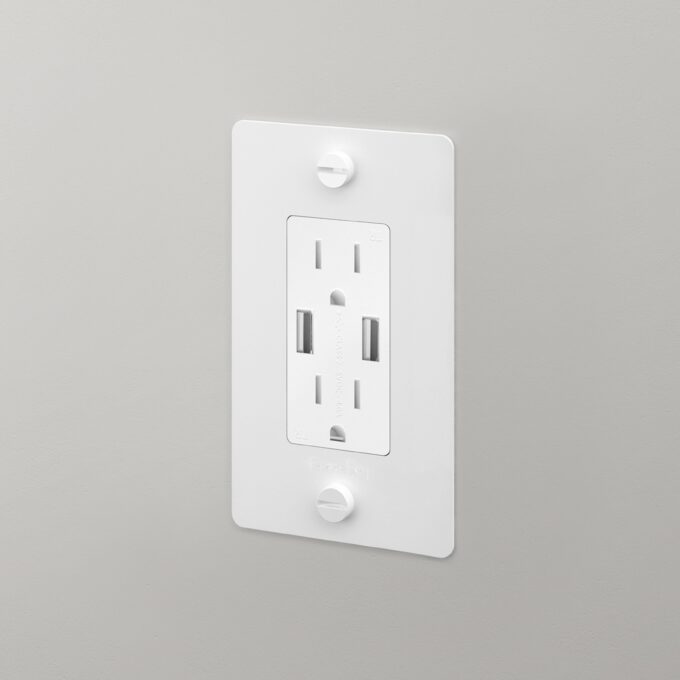 Buster + Punch 1 Gang Duplex Outlet + 2 USB Charger Complete | Polycarbonate