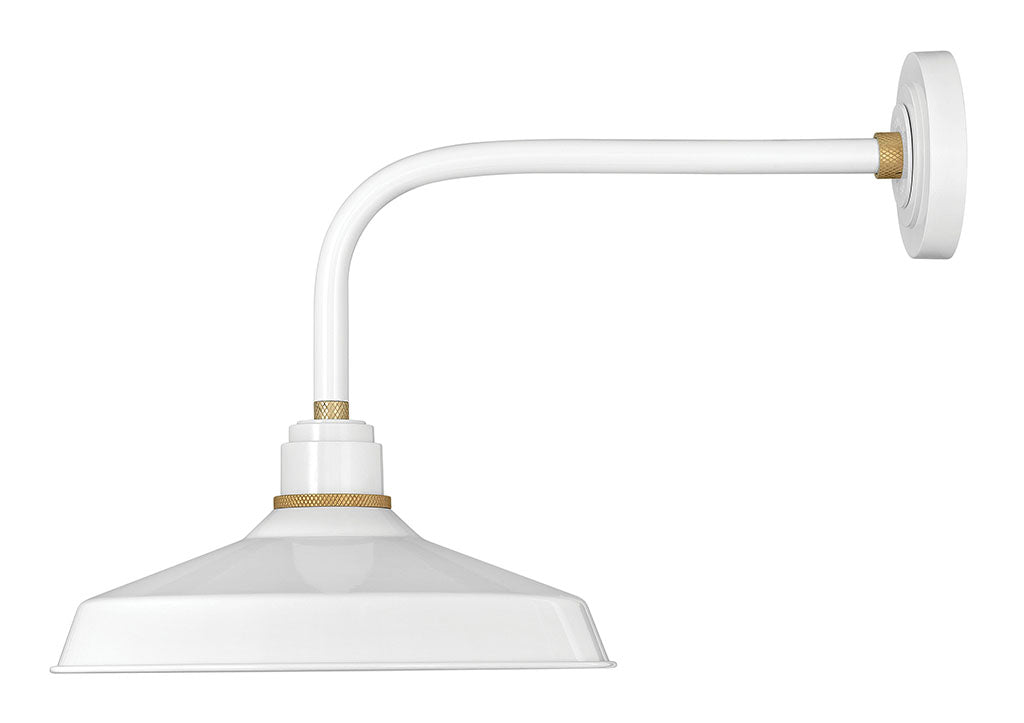 FOUNDRY CLASSIC-Medium Straight Arm Barn Light Outdoor Wall Lights Hinkley Gloss White