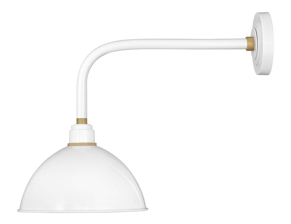 OUTDOOR FOUNDRY DOME Straight Arm Barn Light Outdoor Wall Lights Hinkley Gloss White 23.75x12.0x18.5