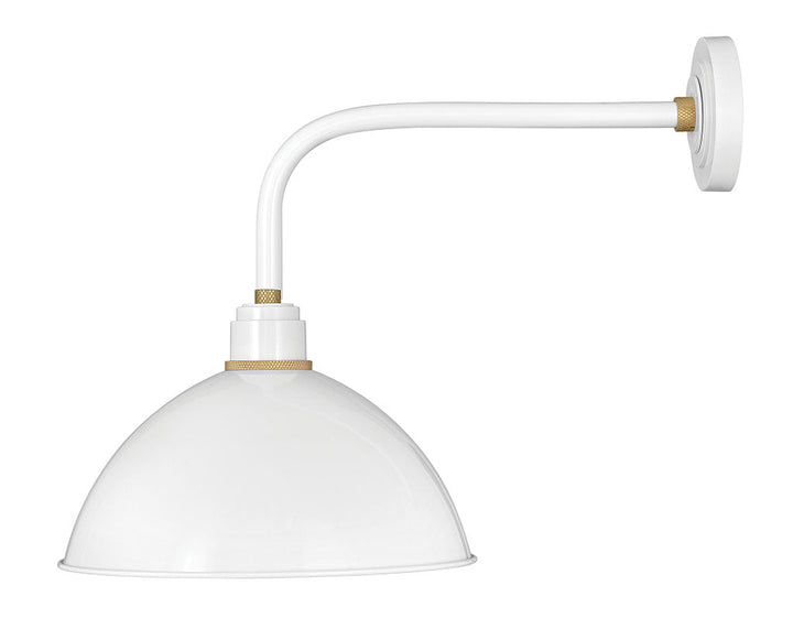 OUTDOOR FOUNDRY DOME Straight Arm Barn Light Outdoor Wall Lights Hinkley Gloss White 25.75x16.0x20.5