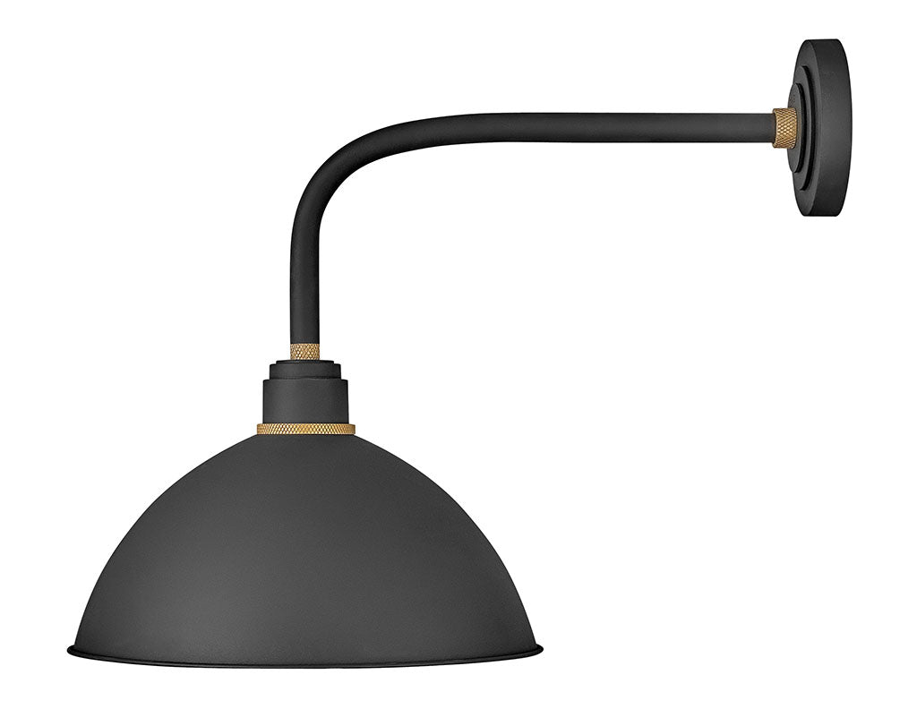 OUTDOOR FOUNDRY DOME Straight Arm Barn Light Outdoor Wall Lights Hinkley Textured Black 25.75x16.0x20.5
