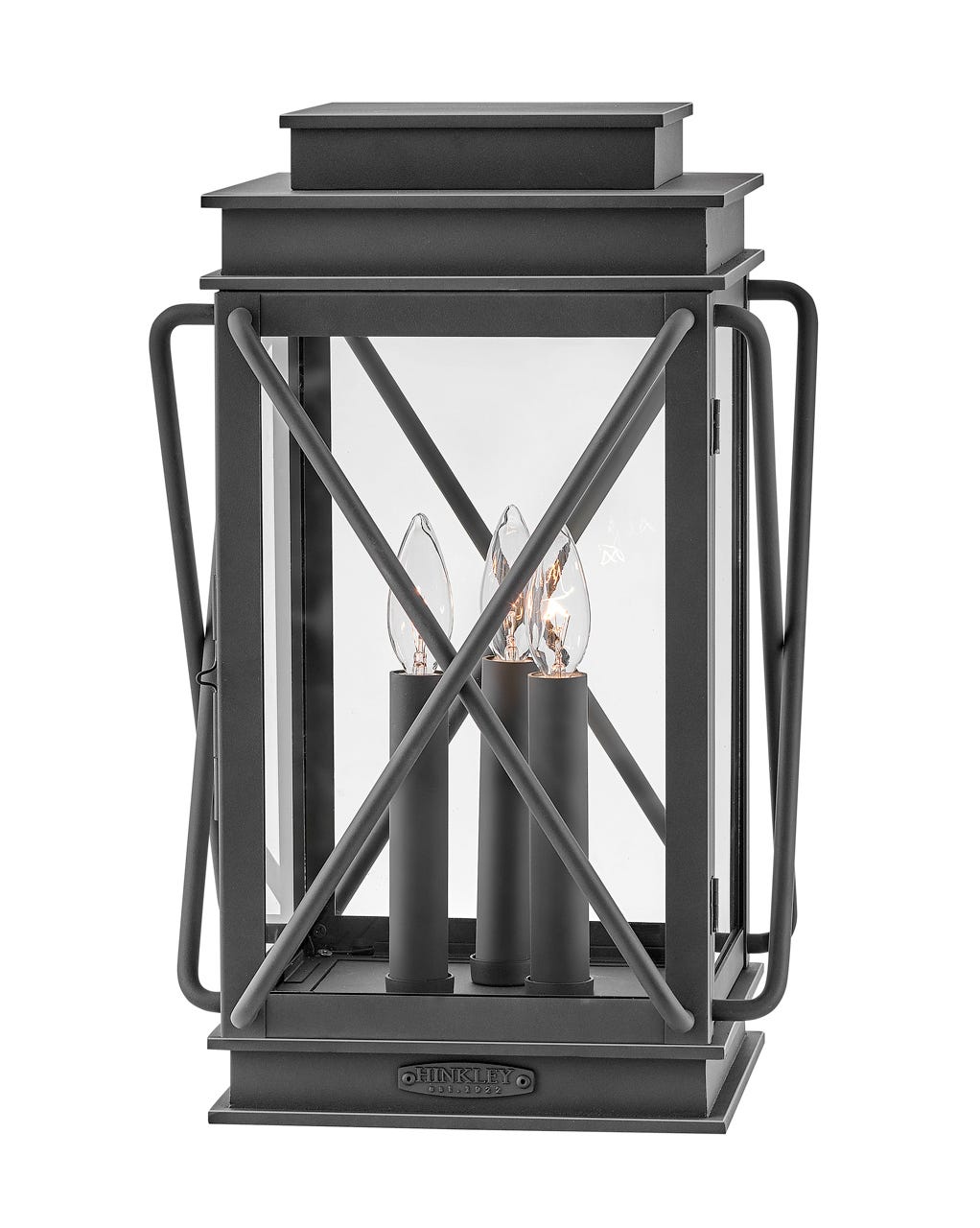 OUTDOOR MONTECITO Pier Mount Lantern Outdoor Wall Lights Hinkley Museum Black 11.75x11.75x18.5