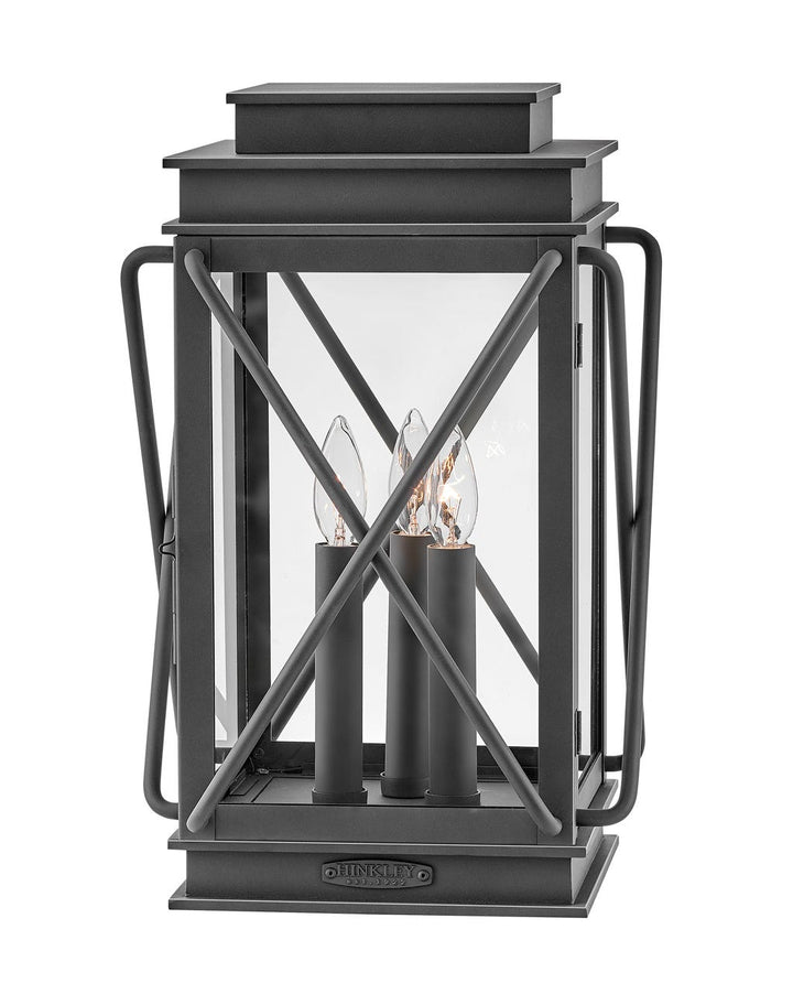 OUTDOOR MONTECITO Pier Mount Lantern Outdoor Wall Lights Hinkley Museum Black 11.75x11.75x18.5