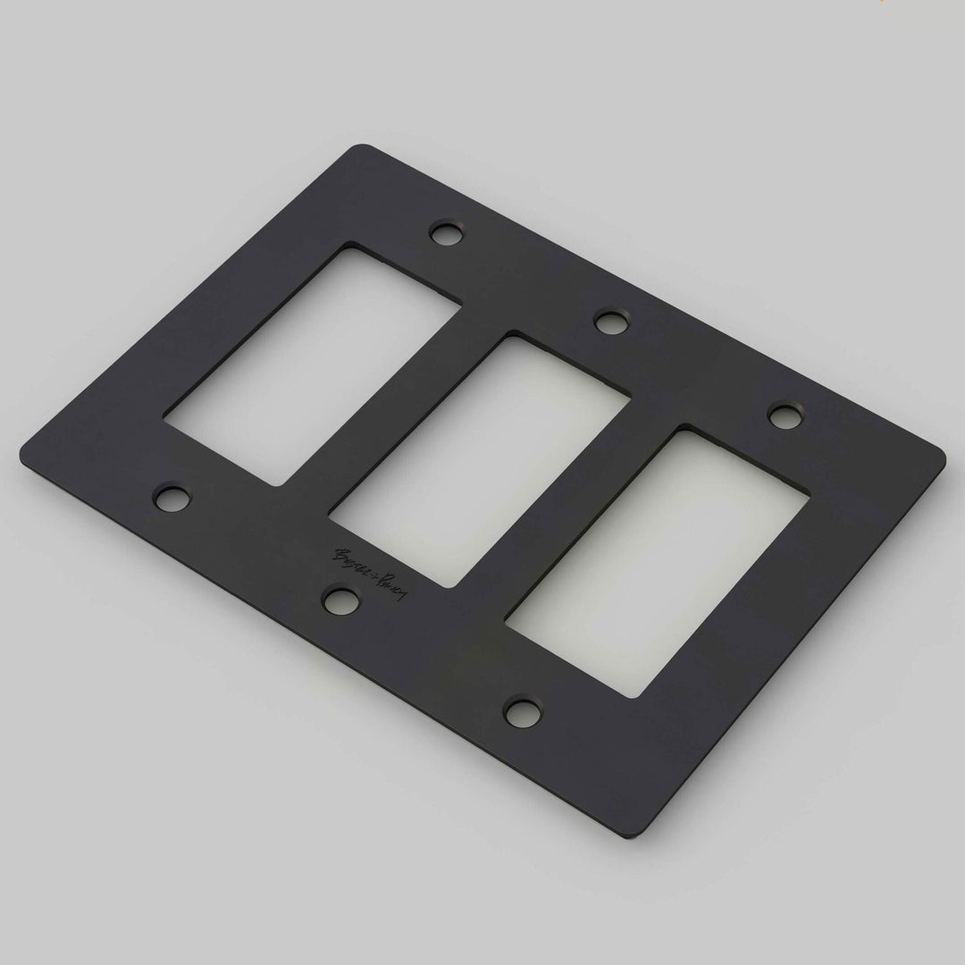 Buster + Punch Wall Plates | With Logo Wall Plates Buster + Punch Black 3 Gang