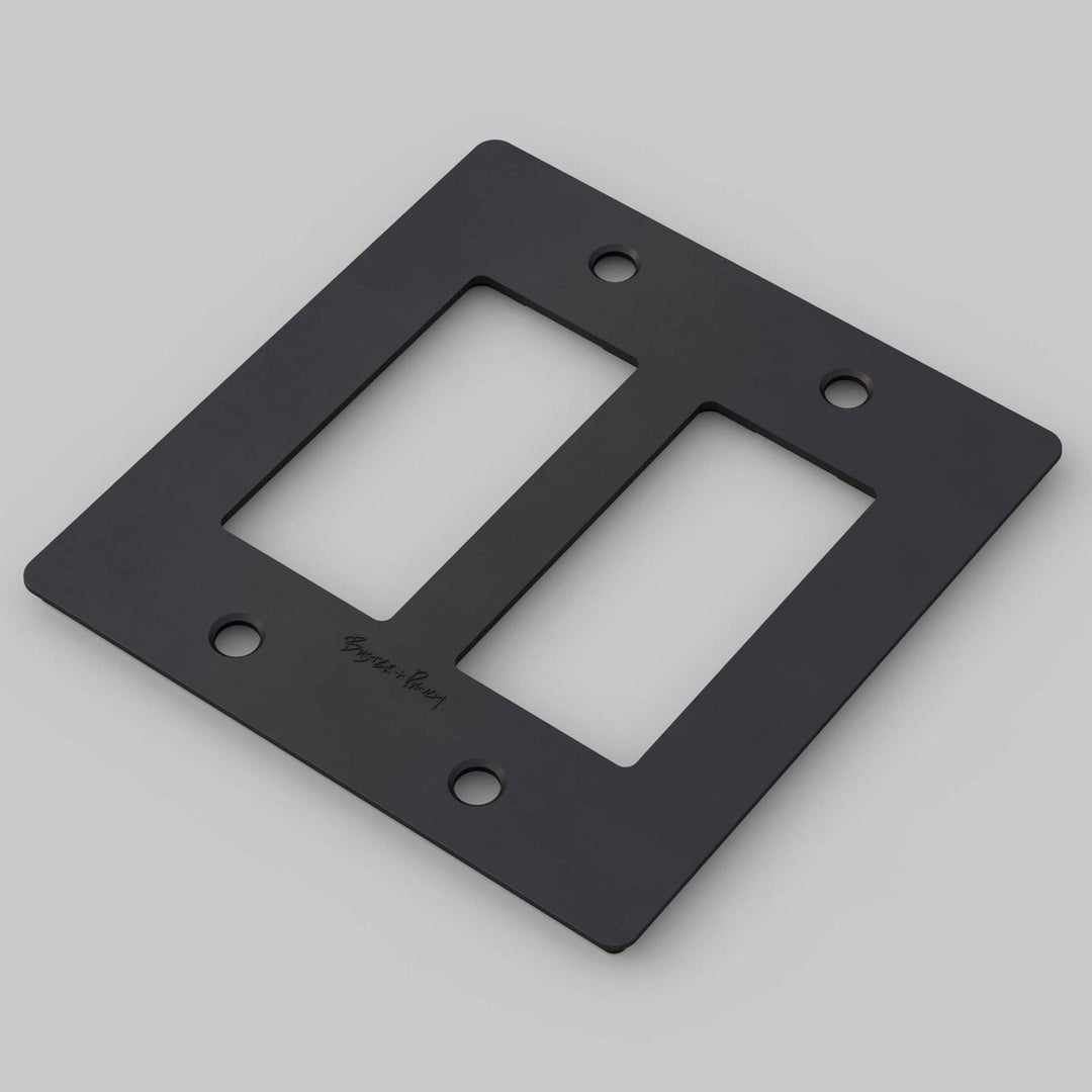 Buster + Punch Wall Plates | With Logo Wall Plates Buster + Punch Black 2 Gang
