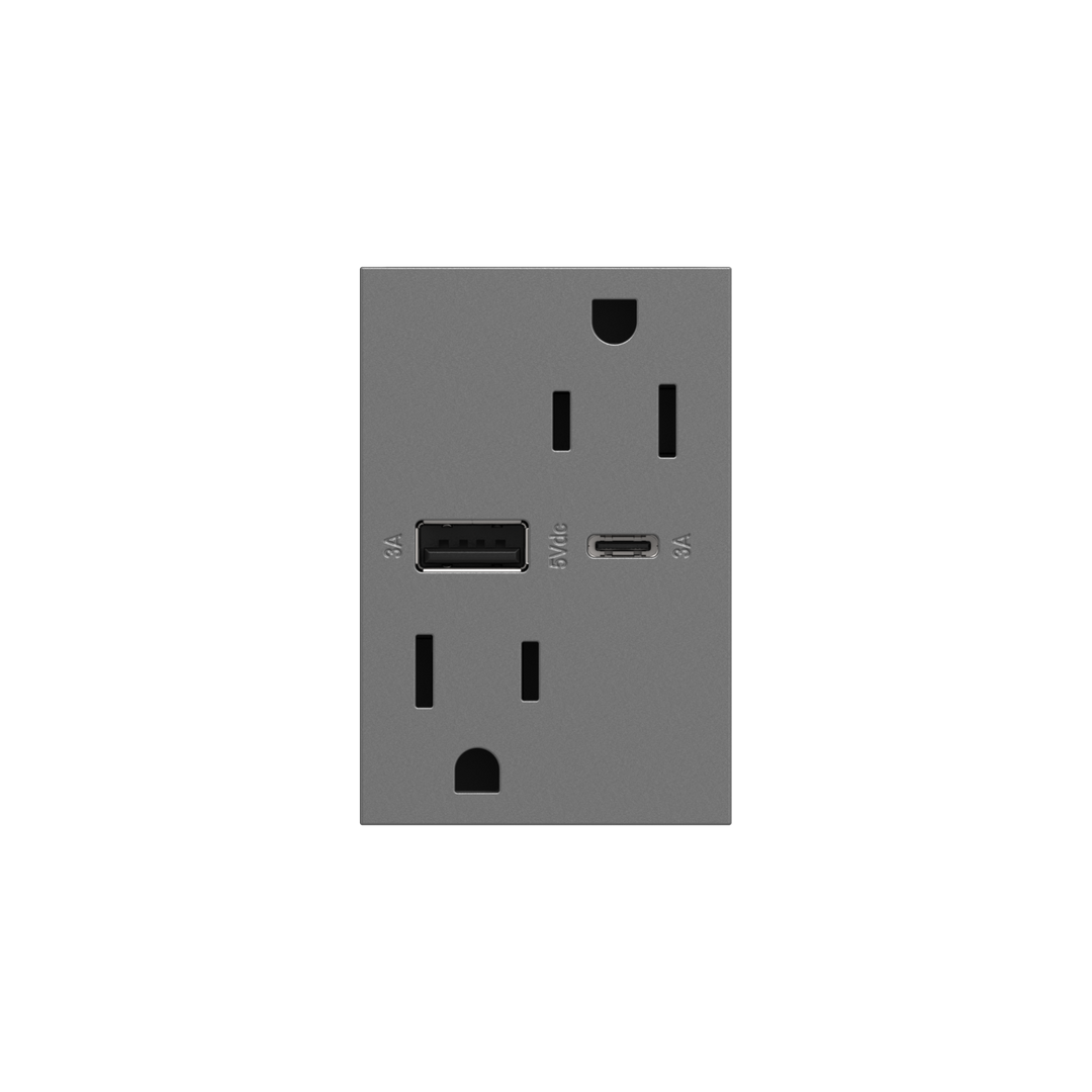 Legrand adorne 15A Tamper-Resistant Ultra-Fast USB Type-A/C Outlet Receptacles Legrand Magnesium