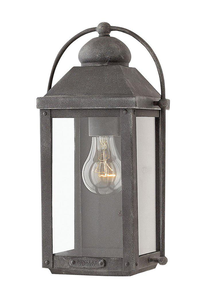ANCHORAGE-Small Wall Mount Lantern Outdoor Wall Lights Hinkley Aged Zinc