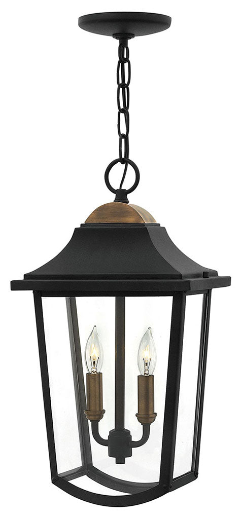 OUTDOOR BURTON Hanging Lantern Outdoor Hanging Lights Hinkley Black 6.25x10.0x18.25