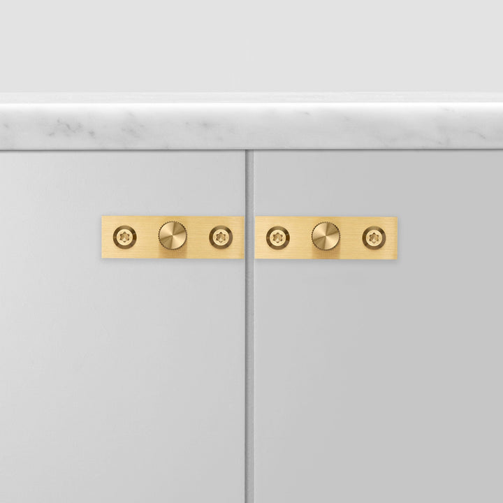 Buster + Punch Furniture Knob Plate / Linear, Set of 2 Cabinet Hardware Buster + Punch Brass