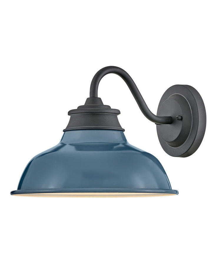 OUTDOOR WALLACE Gooseneck Barn Light Outdoor Wall Lights Hinkley Museum Black with Denim Blue accent 14.5x12.0x9.5