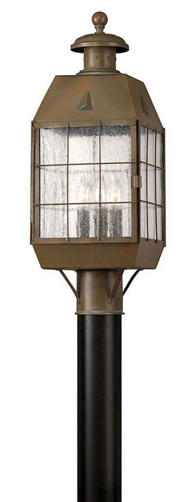 OUTDOOR NANTUCKET Post Top or Pier Mount Lantern Pier & Post Mount Lights Hinkley Aged Brass 7.5x7.5x20.75