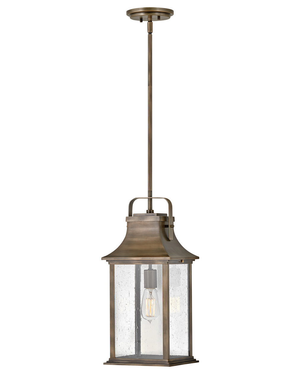OUTDOOR GRANT Hanging Lantern Outdoor Hanging Lights Hinkley Burnished Bronze 8.5x8.5x19.75