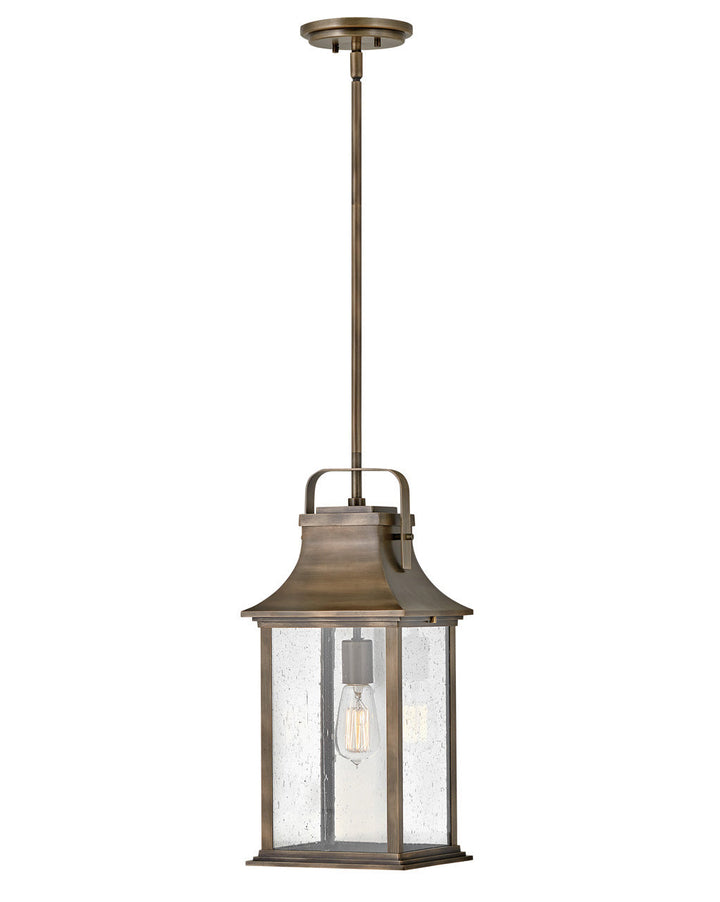 OUTDOOR GRANT Hanging Lantern Outdoor Hanging Lights Hinkley Burnished Bronze 8.5x8.5x19.75