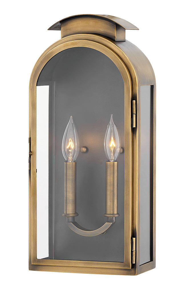 OUTDOOR ROWLEY Wall Mount Lantern Outdoor Wall Lights Hinkley Light Antique Brass 5.0x8.25x18.0