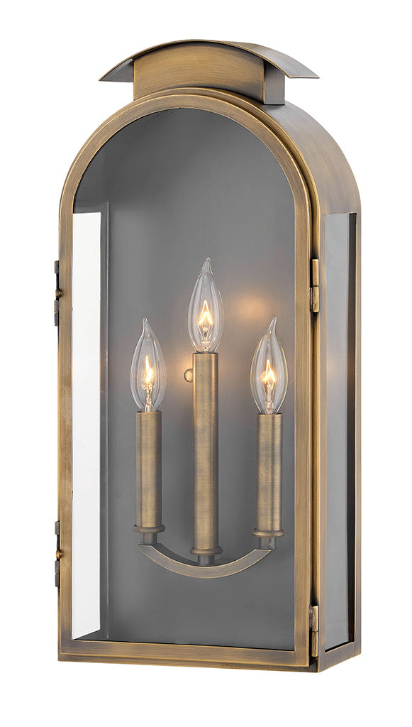 OUTDOOR ROWLEY Wall Mount Lantern Outdoor Wall Lights Hinkley Light Antique Brass 5.0x9.5x21.0