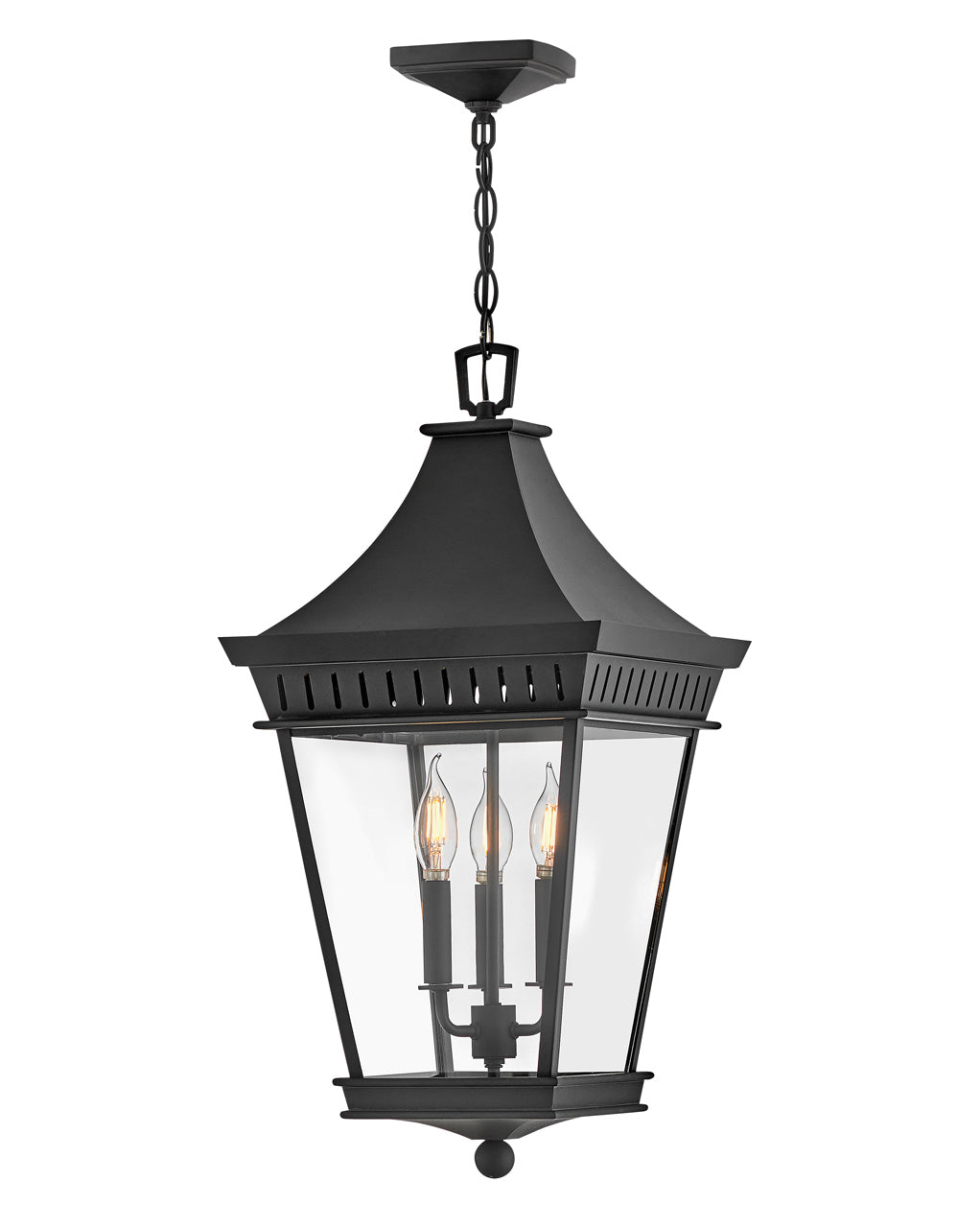 OUTDOOR CHAPEL HILL Hanging Lantern Outdoor Hanging Lights Hinkley Museum Black 12.5x12.5x26.0