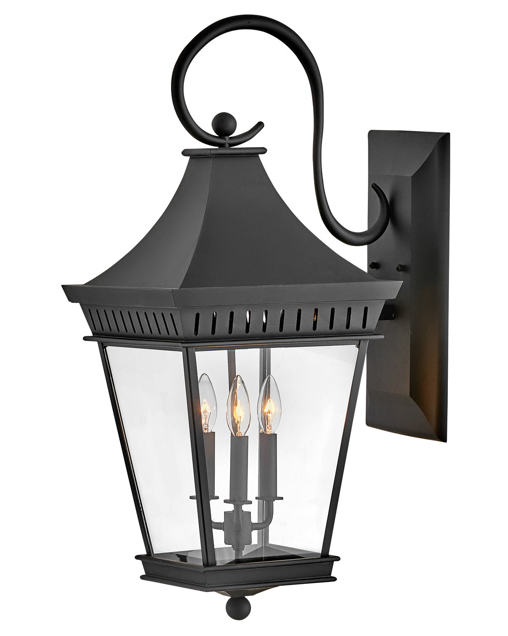 OUTDOOR CHAPEL HILL Wall Mount Lantern Outdoor Wall Lights Hinkley Museum Black 16.5x12.5x30.0
