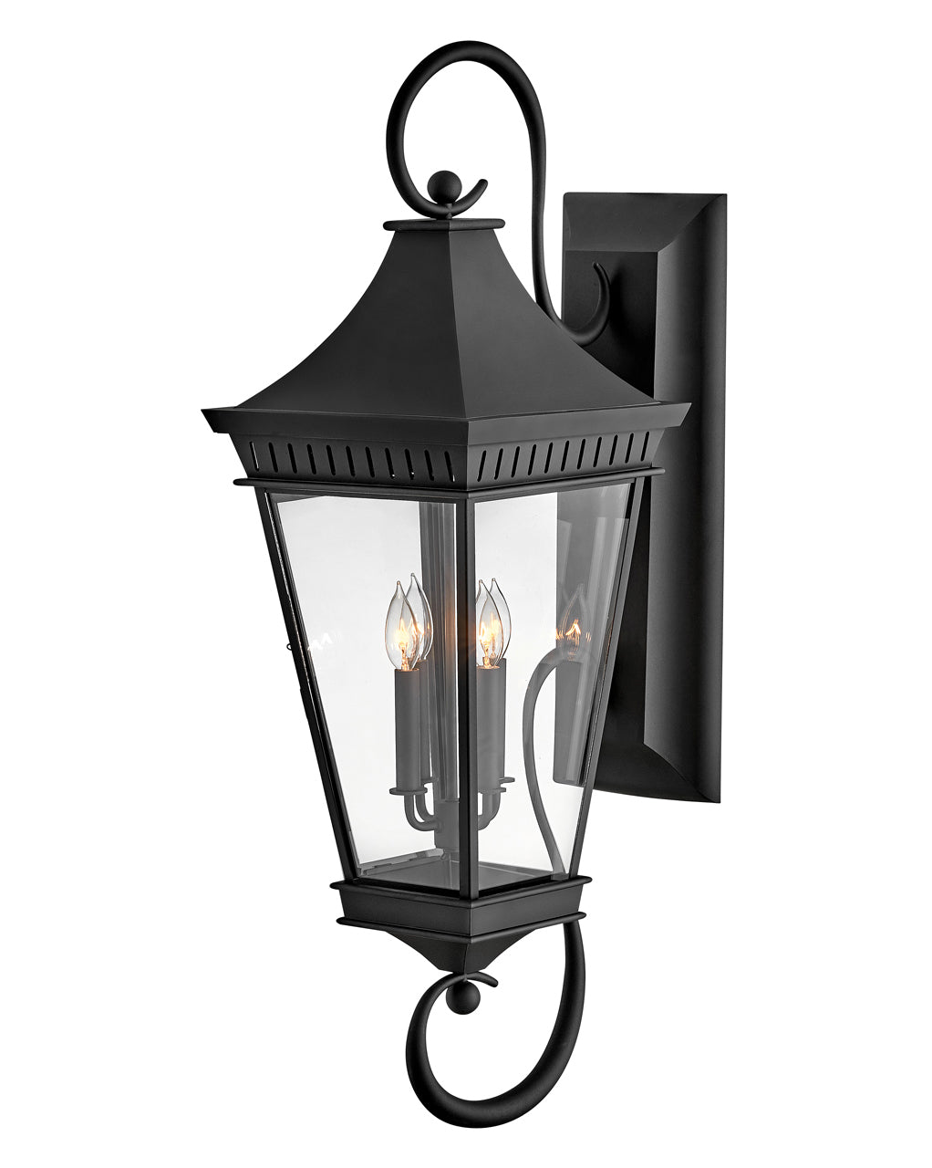OUTDOOR CHAPEL HILL Wall Mount Lantern Outdoor Wall Lights Hinkley Museum Black 17.5x12.5x40.0