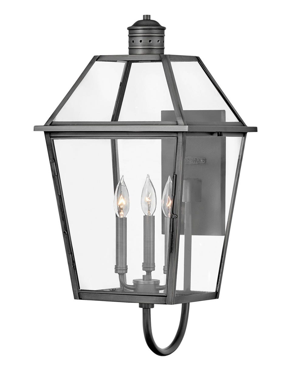 OUTDOOR NOUVELLE Wall Mount Lantern Outdoor Wall Lights Hinkley Blackened Brass 15.75x13.0x27.0