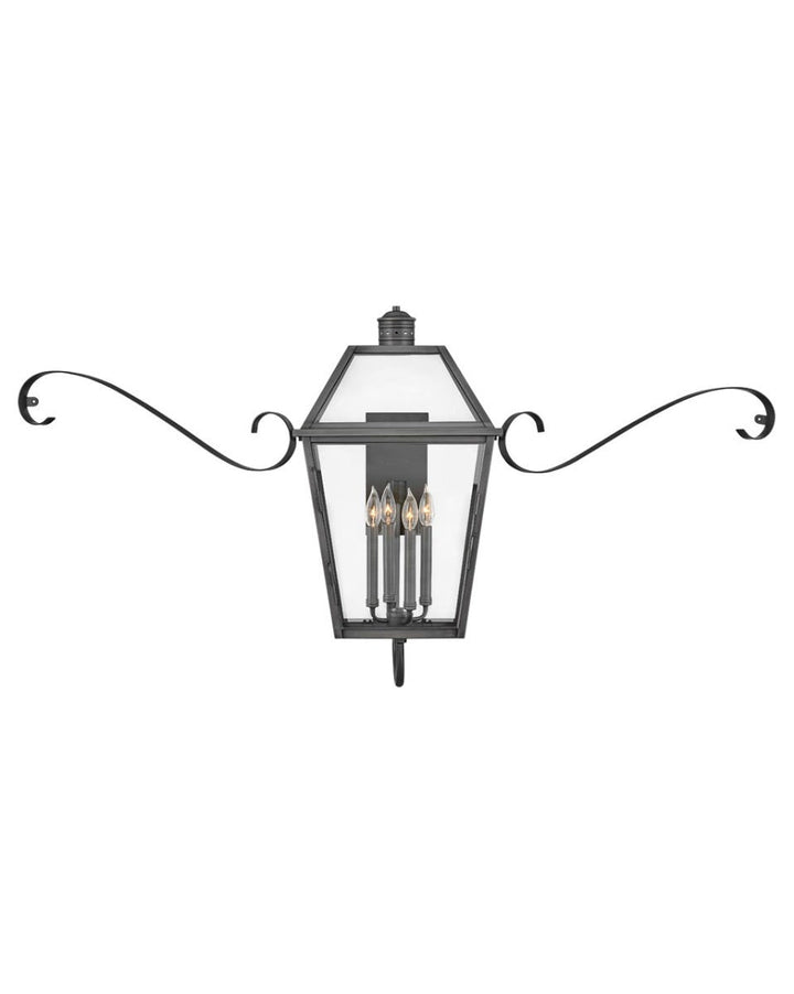 OUTDOOR NOUVELLE Wall Mount Lantern Outdoor Wall Lights Hinkley Blackened Brass 15.75x49.5x27.0