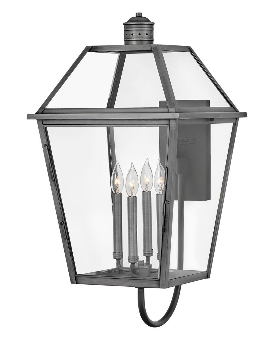 OUTDOOR NOUVELLE Wall Mount Lantern Outdoor Wall Lights Hinkley Blackened Brass 18.25x15.5x30.5