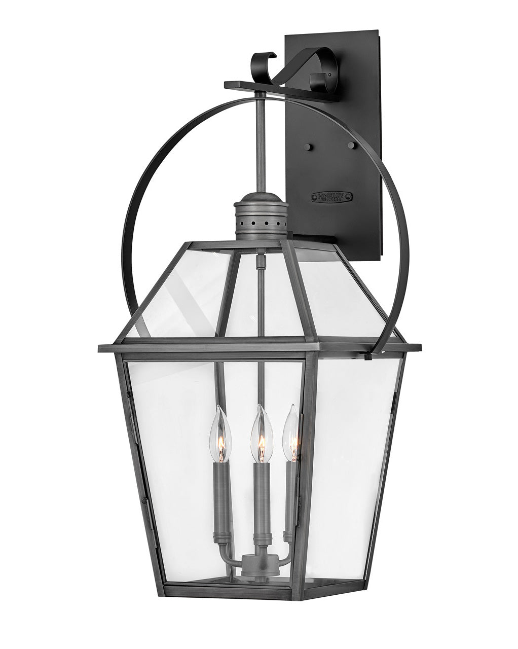 OUTDOOR NOUVELLE Wall Mount Lantern Outdoor Wall Lights Hinkley Blackened Brass 16.25x17.0x30.75