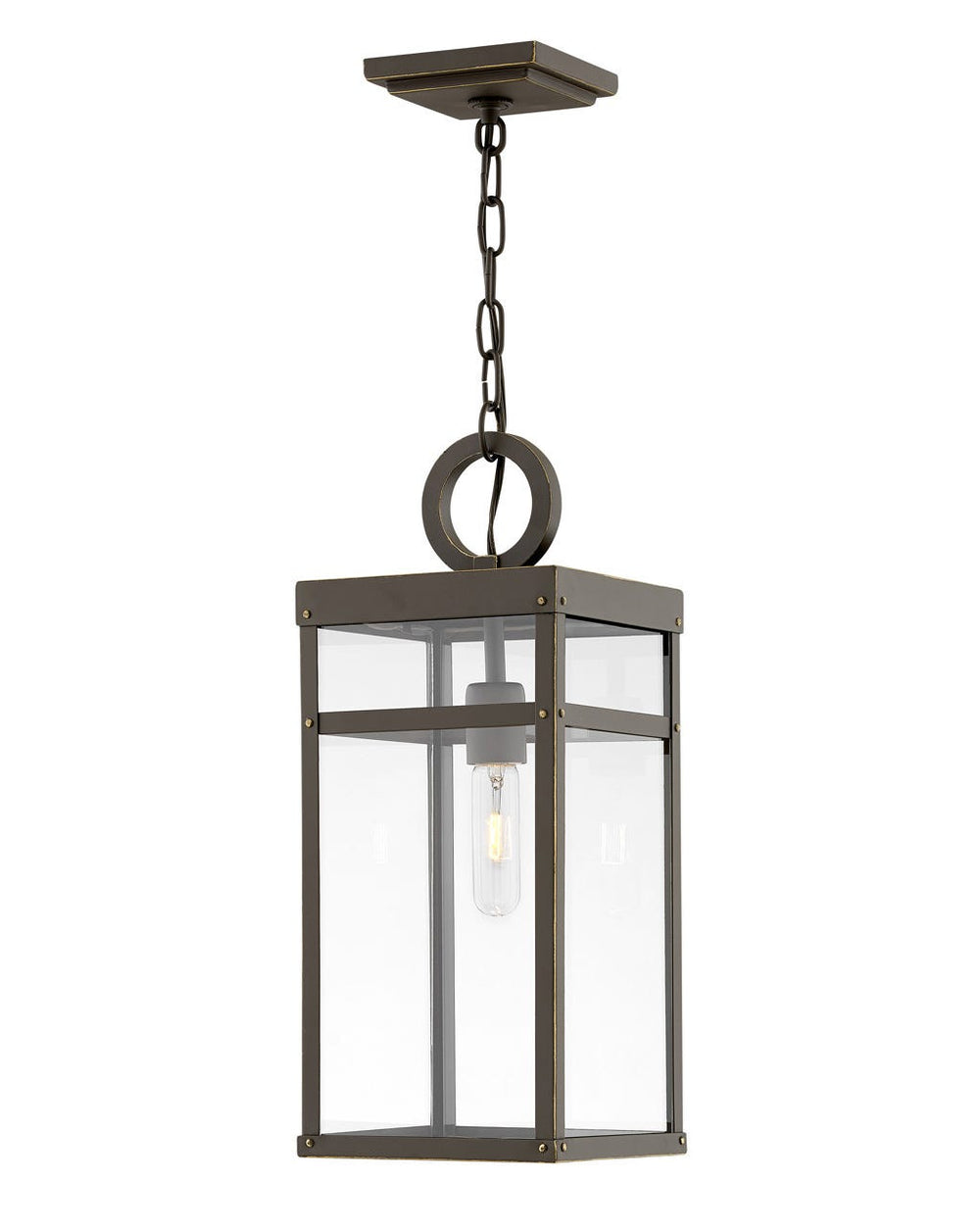 OUTDOOR PORTER Hanging Lantern Outdoor Hanging Lights Hinkley Oil Rubbed Bronze 7.5x7.5x19.0