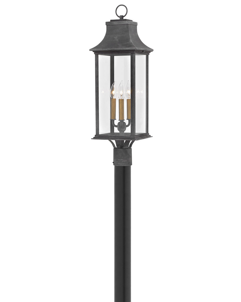 OUTDOOR ADAIR Post Top or Pier Mount Lantern Pier & Post Mount Lights Hinkley Aged Zinc 8.5x8.5x27.75