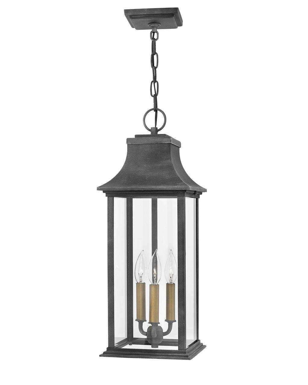 OUTDOOR ADAIR Hanging Lantern Outdoor Hanging Lights Hinkley Aged Zinc 8.5x8.5x23.0