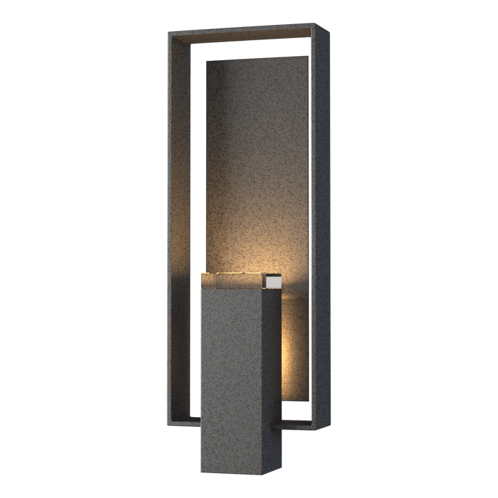 Hubbardton Forge Shadow Box Large Outdoor Sconce Outdoor Wall Lights Hubbardton Forge Coastal Natural Iron Clear Glass (ZM) Coastal Natural Iron