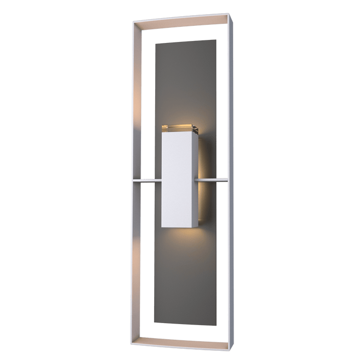 Hubbardton Forge Shadow Box Tall Outdoor Sconce Outdoor Wall Lights Hubbardton Forge Coastal Burnished Steel Clear Glass (ZM) Coastal Black