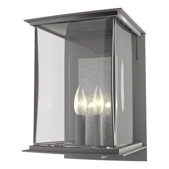 Hubbardton Forge Kingston Outdoor Large Sconce Outdoor Wall Lights Hubbardton Forge Coastal Burnished Steel Clear Glass (ZM) Translucent Vintage Platinum