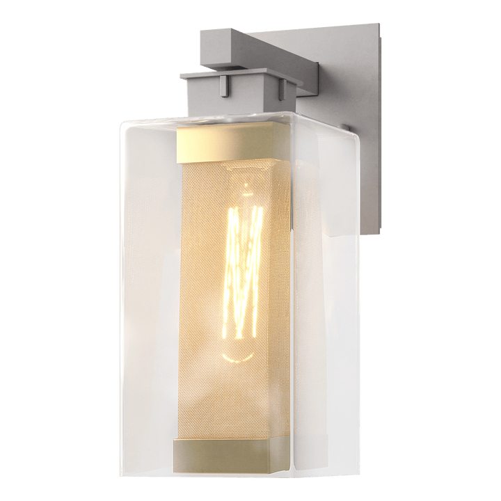 Hubbardton Forge Polaris Outdoor Medium Sconce Outdoor Wall Lights Hubbardton Forge Coastal Burnished Steel Clear Glass (ZM) Coastal Gold