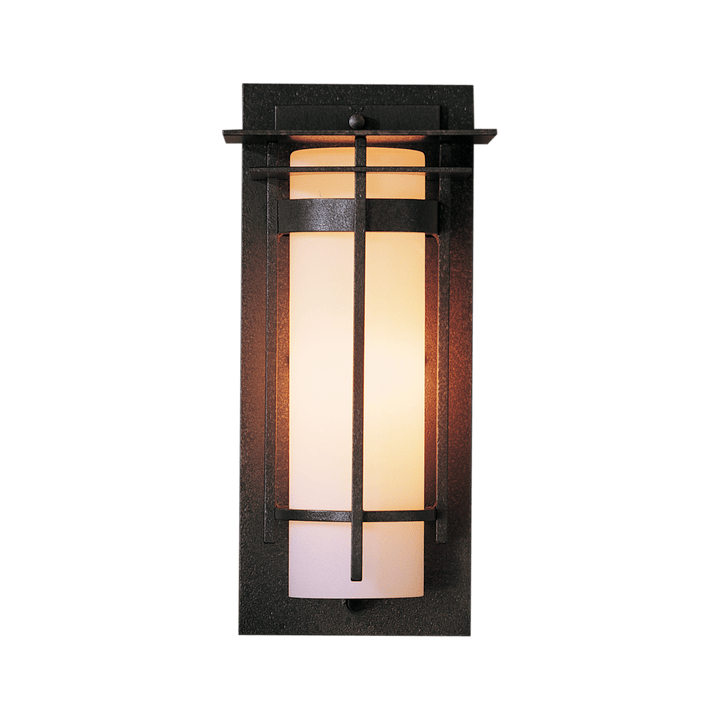 Hubbardton Forge Banded with Top Plate Small Outdoor Sconce Outdoor Wall Lights Hubbardton Forge Coastal Natural Iron