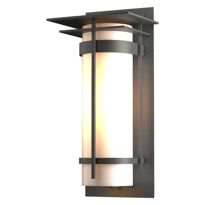 Hubbardton Forge Banded with Top Plate Large Outdoor Sconce Outdoor Wall Lights Hubbardton Forge Coastal Natural Iron