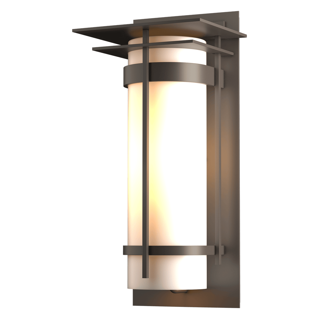 Hubbardton Forge Banded with Top Plate Large Outdoor Sconce Outdoor Wall Lights Hubbardton Forge Coastal Dark Smoke