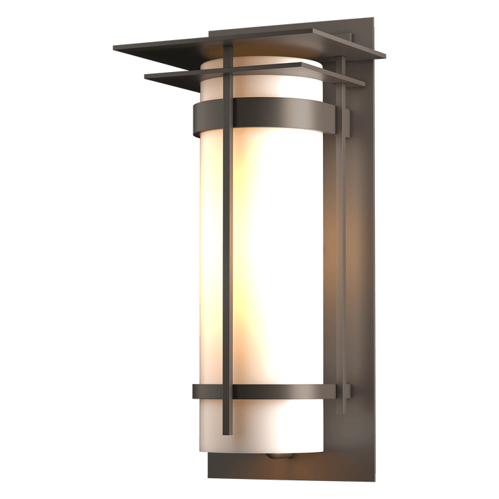 Hubbardton Forge Banded with Top Plate Large Outdoor Sconce Outdoor Wall Lights Hubbardton Forge Coastal Dark Smoke