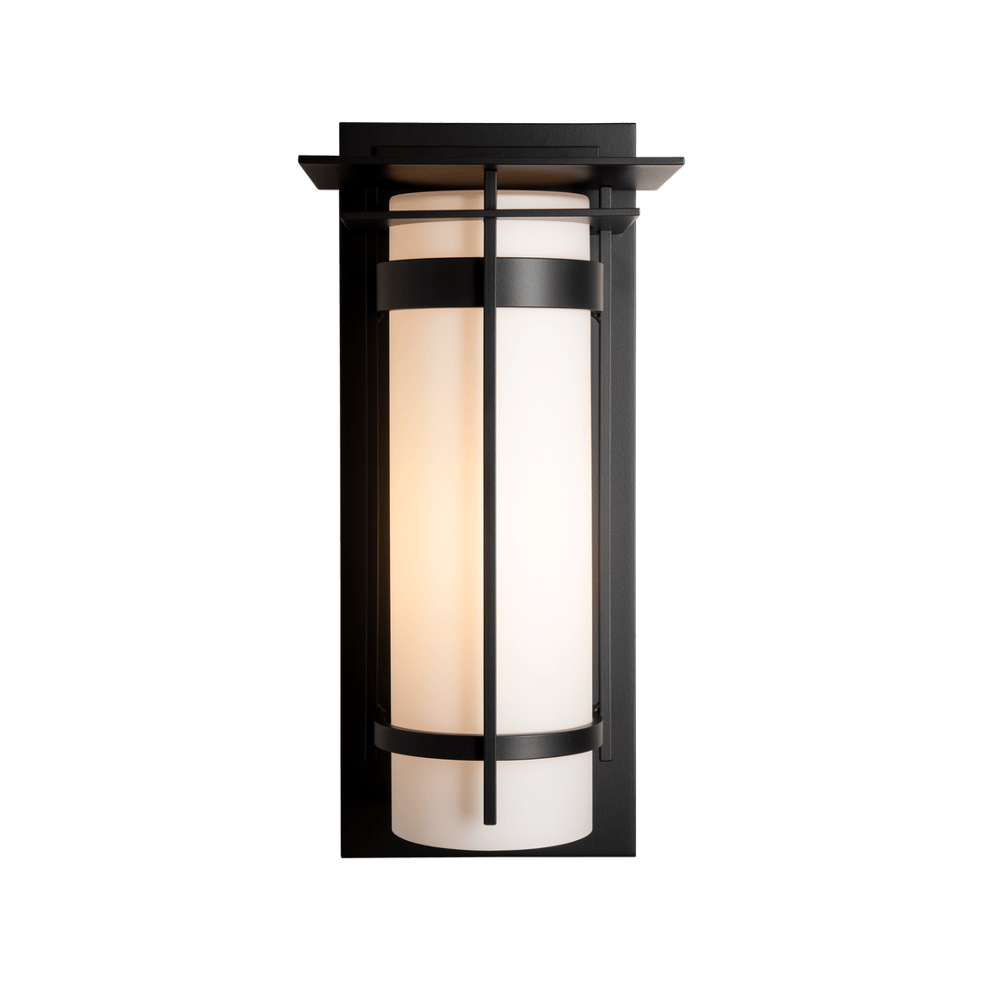 Hubbardton Forge Banded with Top Plate Large Outdoor Sconce Outdoor Wall Lights Hubbardton Forge Coastal Black