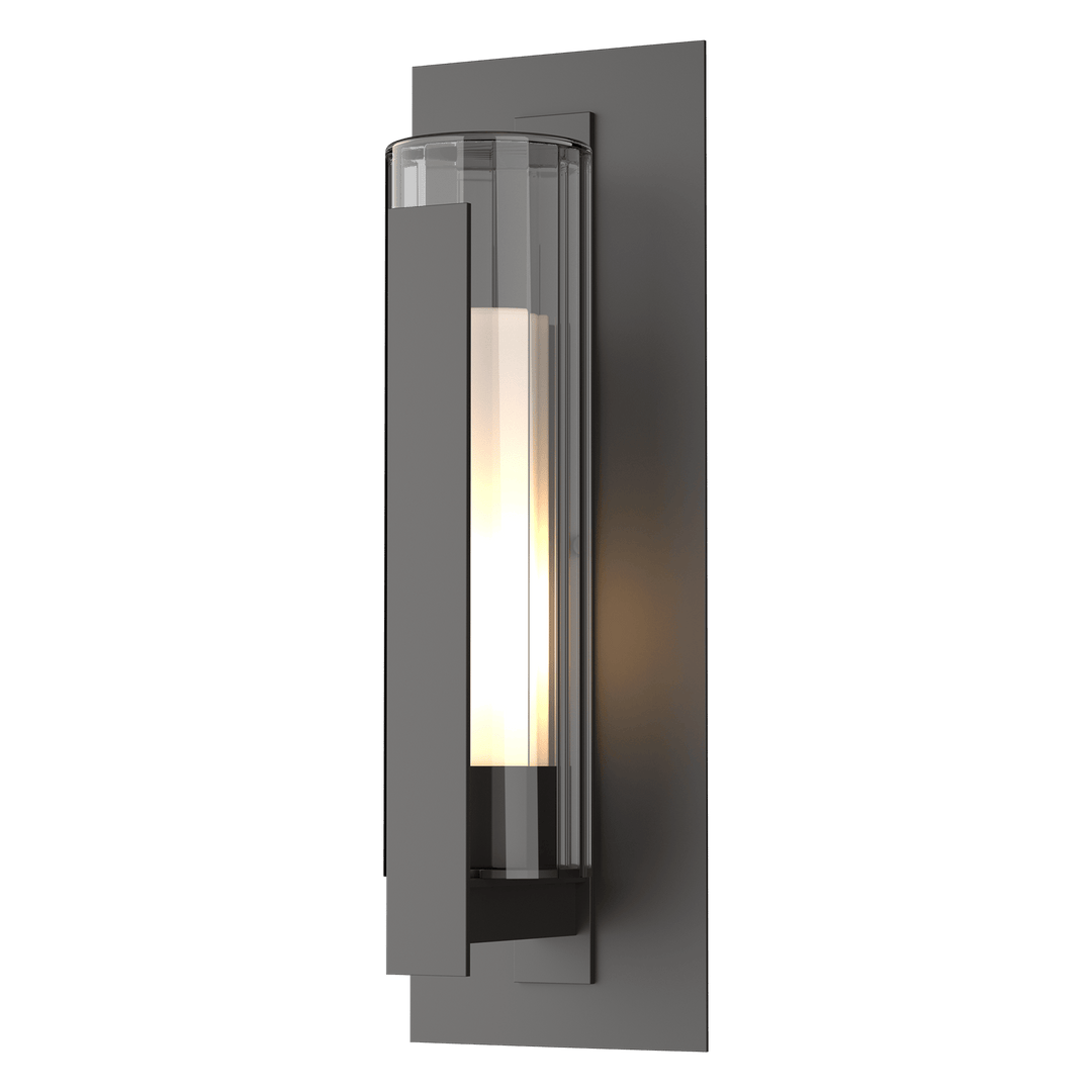 Hubbardton Forge Vertical Bar Fluted Glass Large Outdoor Sconce Outdoor Wall Lights Hubbardton Forge Coastal Oil Rubbed Bronze Clear Glass with Opal Diffuser (ZU)