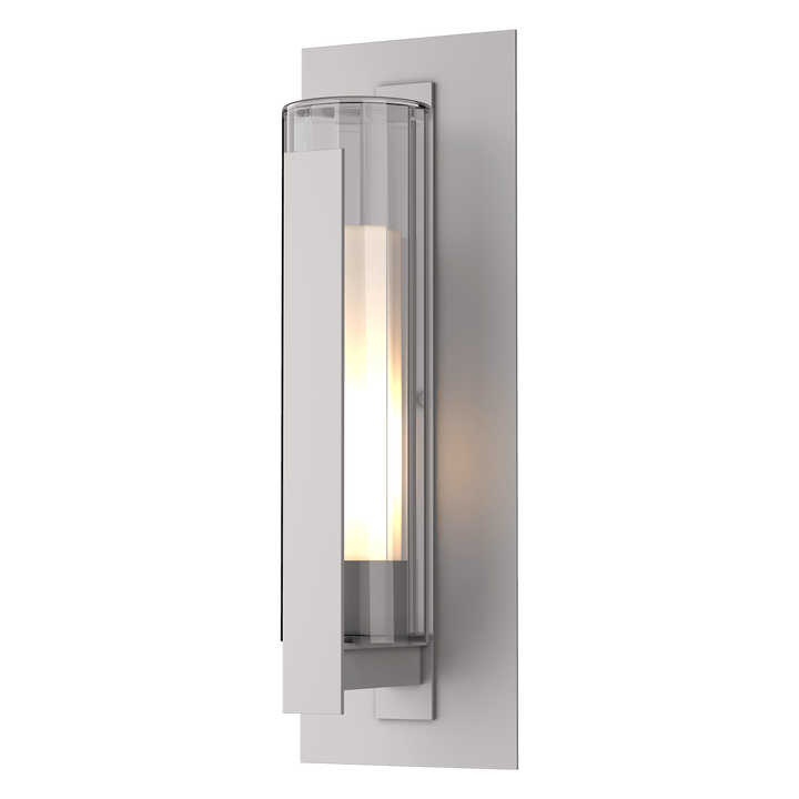 Hubbardton Forge Vertical Bar Fluted Glass Large Outdoor Sconce Outdoor Wall Lights Hubbardton Forge Coastal Burnished Steel Clear Glass with Opal Diffuser (ZU)