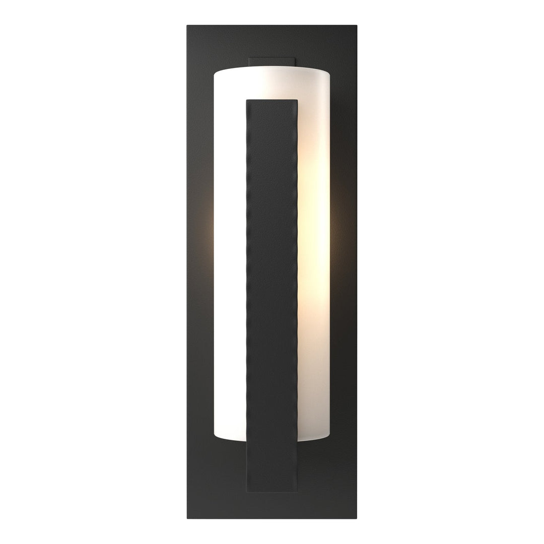 Hubbardton Forge Forged Vertical Bars Outdoor Sconce Outdoor Wall Lights Hubbardton Forge Coastal Black Opal Glass (GG)