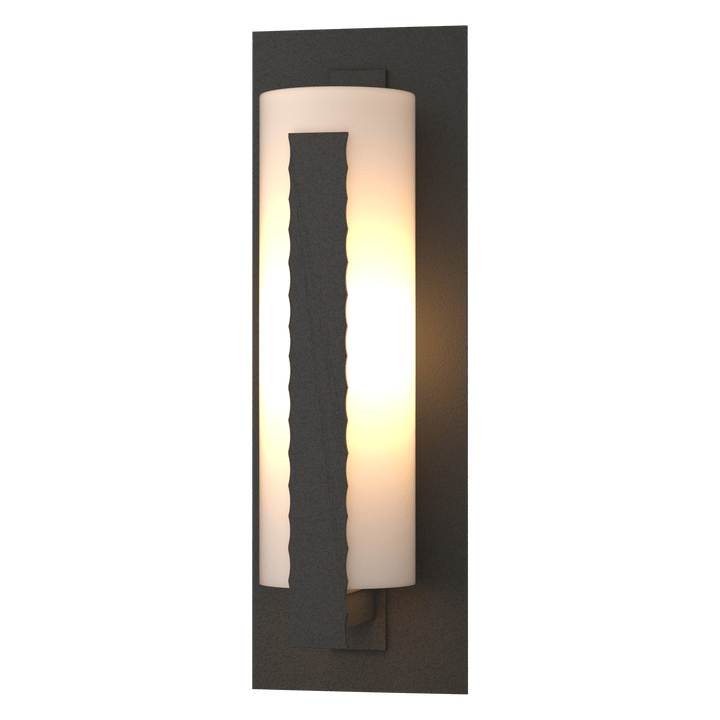 Hubbardton Forge Forged Vertical Bars Large Outdoor Sconce Outdoor Wall Lights Hubbardton Forge Coastal Natural Iron Opal Glass (GG)