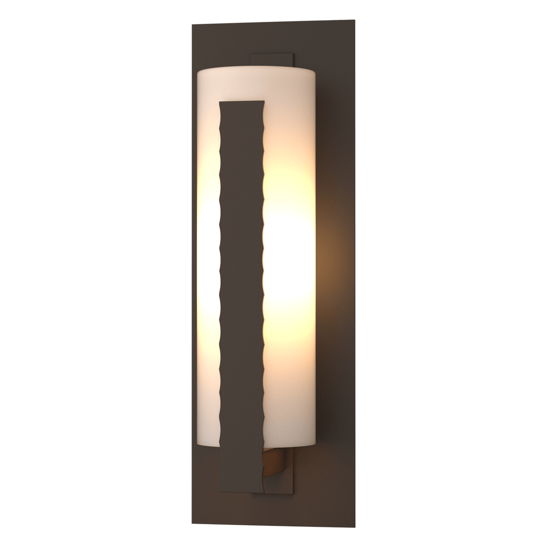 Hubbardton Forge Forged Vertical Bars Large Outdoor Sconce Outdoor Wall Lights Hubbardton Forge Coastal Bronze Opal Glass (GG)