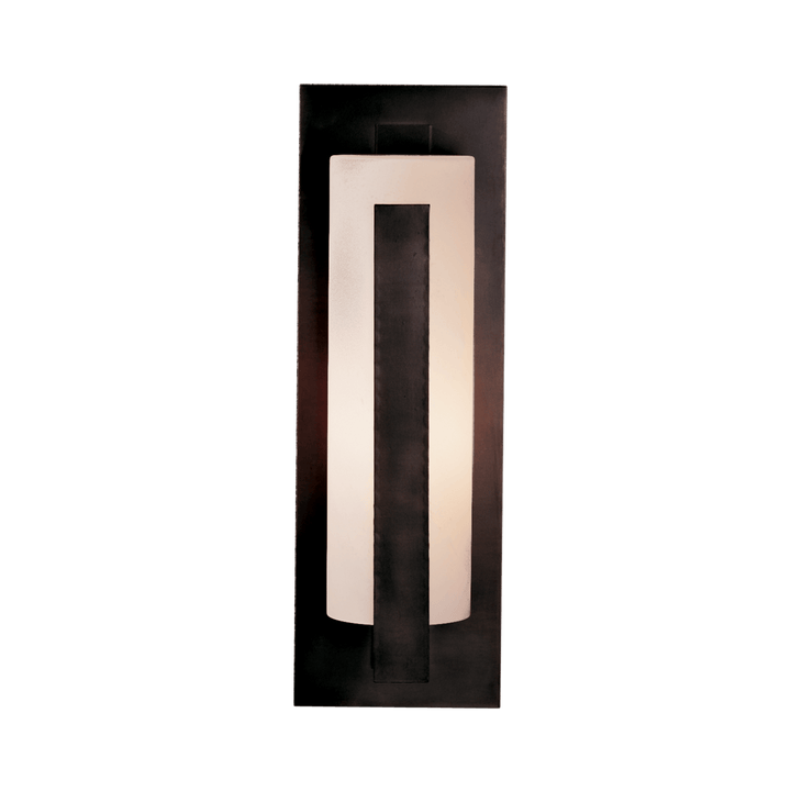 Hubbardton Forge Forged Vertical Bars Large Outdoor Sconce Outdoor Wall Lights Hubbardton Forge Coastal Dark Smoke Opal Glass (GG)