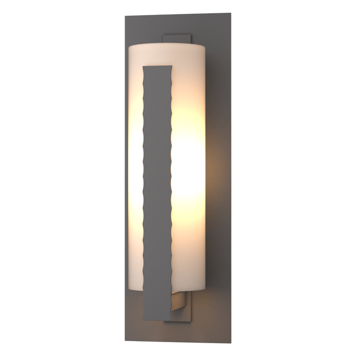 Hubbardton Forge Forged Vertical Bars Large Outdoor Sconce Outdoor Wall Lights Hubbardton Forge Coastal Burnished Steel Opal Glass (GG)