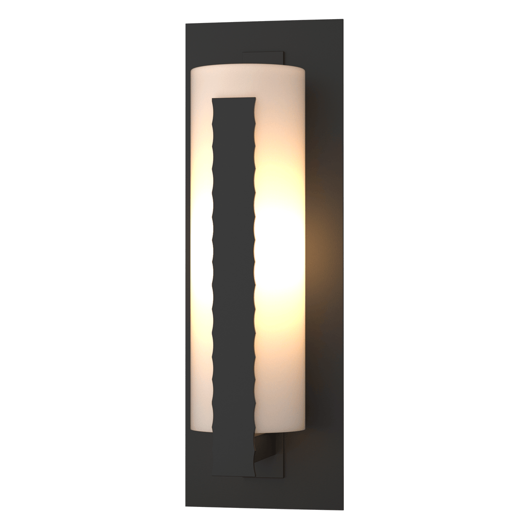 Hubbardton Forge Forged Vertical Bars Large Outdoor Sconce Outdoor Wall Lights Hubbardton Forge Coastal Black Opal Glass (GG)