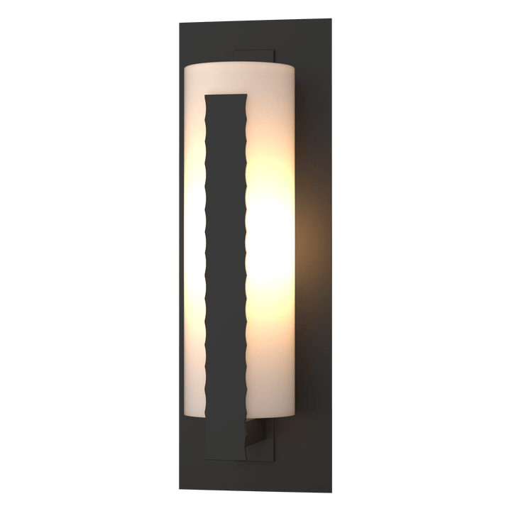 Hubbardton Forge Forged Vertical Bars Large Outdoor Sconce Outdoor Wall Lights Hubbardton Forge Coastal Black Opal Glass (GG)